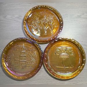 3 Indiana Glass Co American Bicentennial Commemorative Plates - America 250